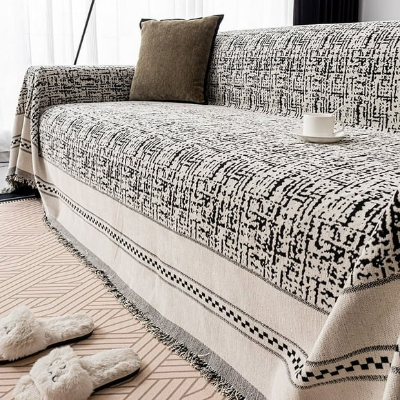 Xiao Hua Sofa Cover Black Corduroy Living Room Sofa Towel Cover, Furniture Protective Cover,70.87*149.61inch