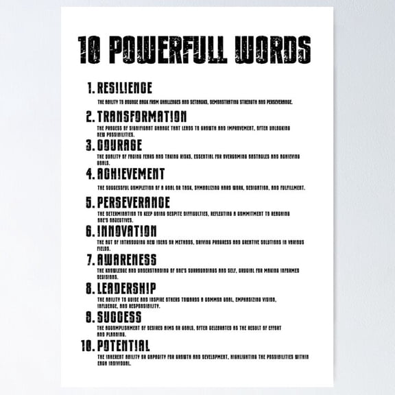 10 Powerfull Words Poster- Unframed Poster | Wall Art | Perfect For Home Decor & Gifts, 8x12