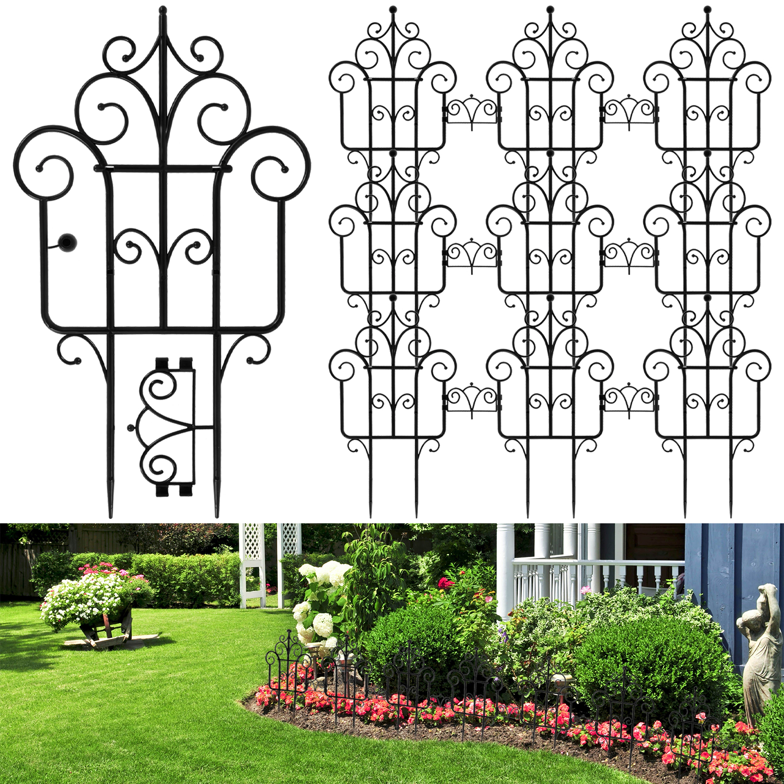 Threns 10Pcs Decorative Garden Fence Plastic Folding Lawn Border Outdoor Animal Barrier Fence Landscape Fencing for Yard Patio Flower Bed