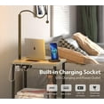 Retro End Table with Floor Lamp & Charging Station for Bedroom, Living