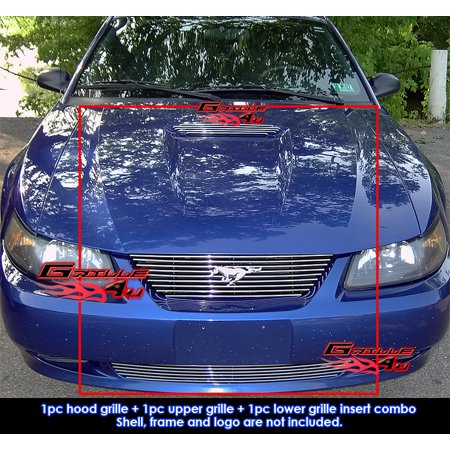 1968 Mustang Grille - Fits 1999-2004 Ford Mustang V6 Base Model Billet Grille Grill Combo Insert