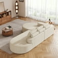 thumbnail image 5 of 109" Modern Modular Curved L-Shaped Sofa, Chenille Upholstered Sectional Couch Set with 3 Pillows,Free Combination Sofa for Living Room,Beige, 5 of 9