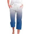 thumbnail image 3 of aidice Capri Pants for Women Linen Drawstring Elastic Waist Straight Leg Lounge Capris Summer Trendy Pants, 3 of 6