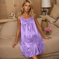 thumbnail image 7 of Fazvaoo Womens Nightgowns Short Sleeve Short Sleepwear Summer Silk Nightgowns(Purple,0), 7 of 7