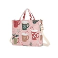thumbnail image 7 of FORMRS Womens Corduroy Tote Bag Crossbody Shoulder Handbag with Pocket, Brown Christmas Cups, 7 of 7