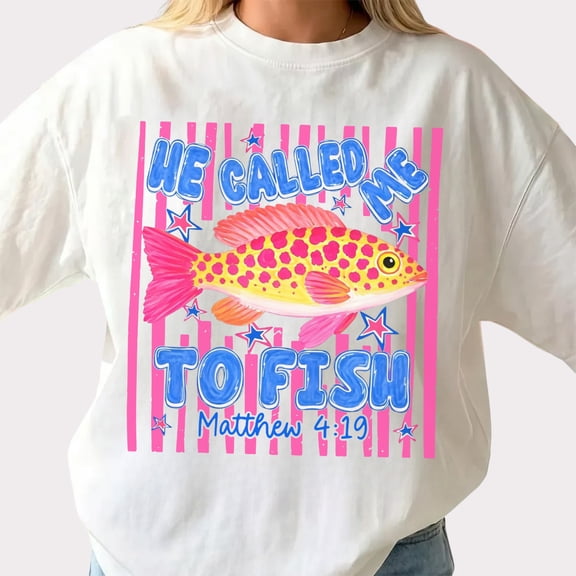 Called To Fish Christian Fishing Graphic Casual T-Shirt for Women