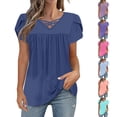 thumbnail image 1 of Tops bonitos para mujer,Camiseta de cuello redondo con mangas 3/4 para mujer, blusa informal holgada, tela de imitación suave, cómoda para uso diario y en casa, sopatenor, 1 of 8