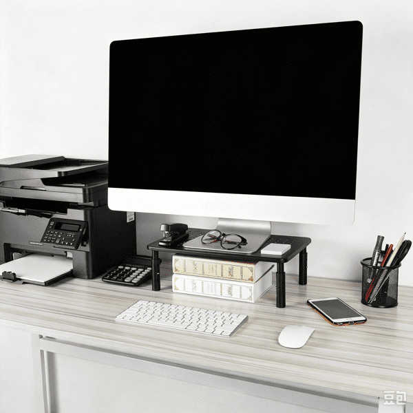 Adjustable Monitor Riser Stand, 3‑Level Height Adjustable Metal Monitor Stand with Ventilated Mesh Platform, 44 Lbs Capacity for Monitor, Laptop, Printer