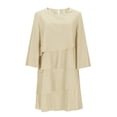 thumbnail image 4 of Taylonsss Womens Casual Batwing 3/4 Sleeve Solid Color Tiered Cake Round Neck Dress, 4 of 6