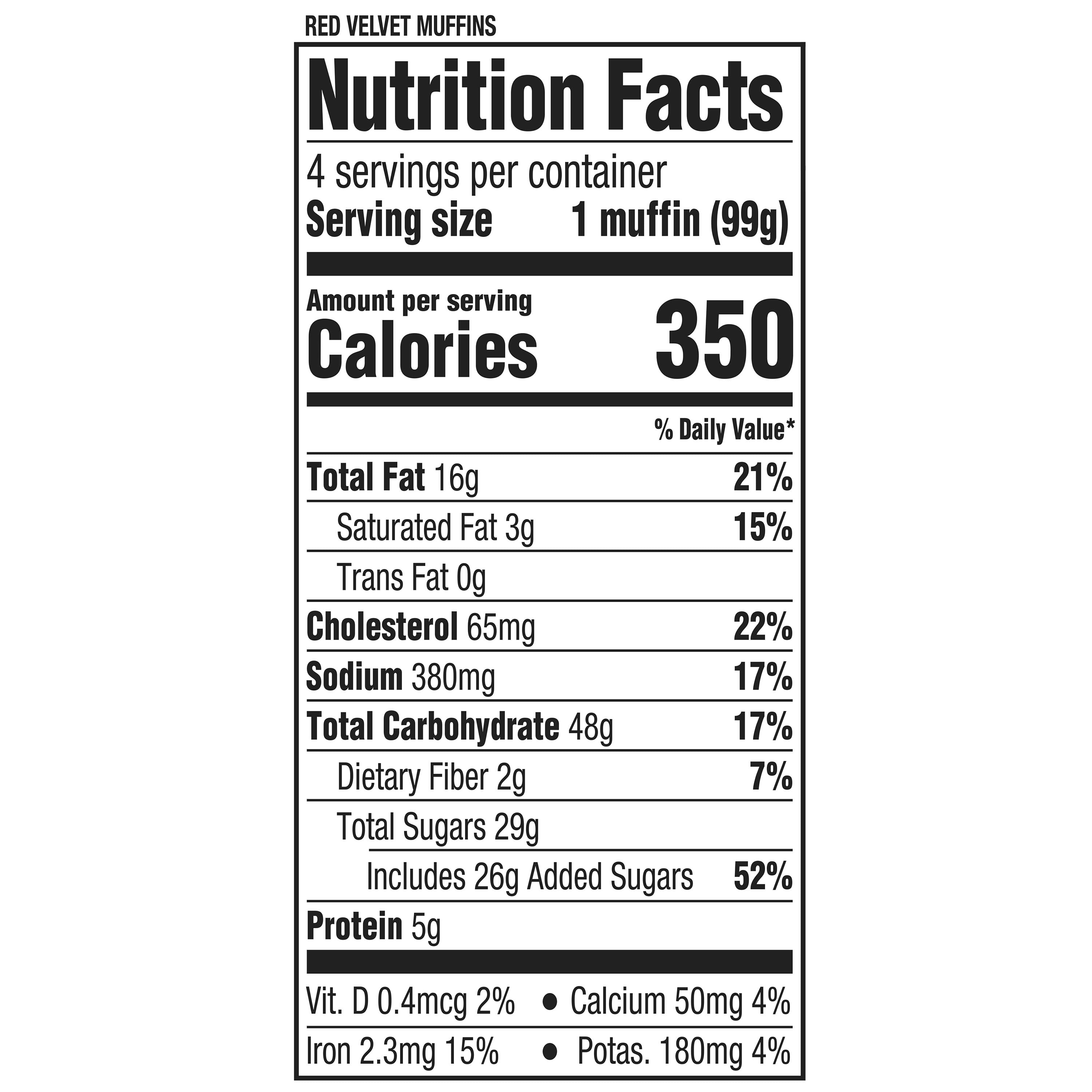 Marketside Red Velvet Regular Muffin, 14 oz, 4 Count