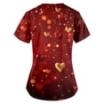 thumbnail image 2 of Valentines Day Nurse Uniforms for Women Summer Love Heart Printed V-Neck Breathable T-Shirts Short Sleeve Professionals Soft Stretch Workwear Shirt with Pockets  red 5X-Large, 2 of 3
