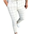 thumbnail image 2 of Homenesgenics Men Pants under $10 Checkered Pants Men Dress Pants,Casual Plaid Flat-Front Skinny Business Pencil Long Pants Pocket, 2 of 3