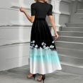 thumbnail image 4 of UoCefik Womens Midi Dresses For Wedding Guest Summer Floral Print Elegant Wedding Guest Dresses with Belt Short Sleeve Sundress Work Flowy Maxi Dress Sky Blue XL, 4 of 4