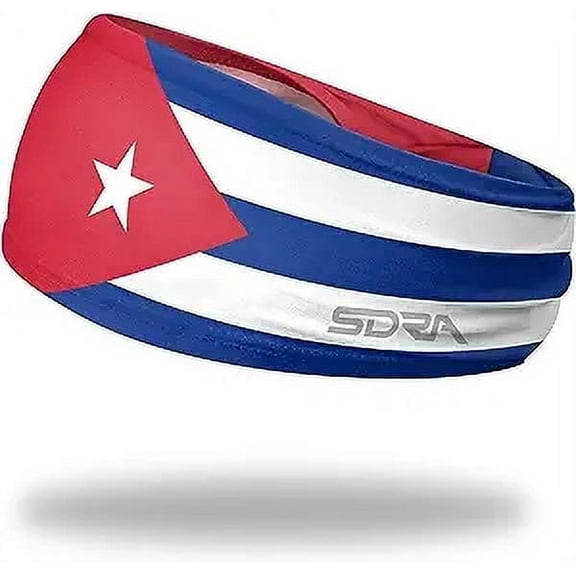 Suddora Country Flag Headbands, Cuba National Flag, Tapered Style Boho Headbands for National Sports Events, Non-Slip Fabric Sweatband for Soccer, Tennis, Workout, Costume.