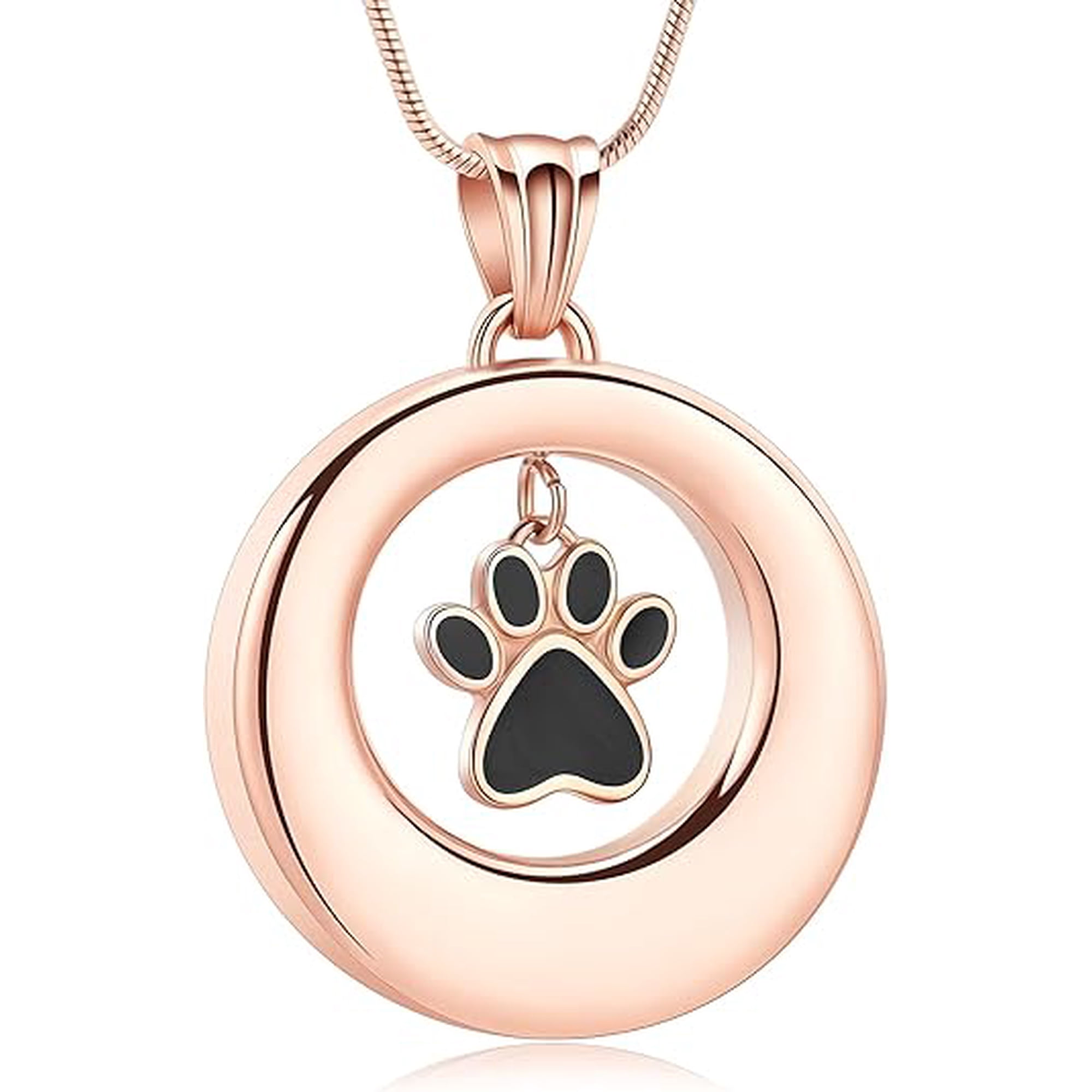Circle of Life Pet Eternity Memorial Urn Necklace for Ashes with Paw Print Paw Urn Necklaces for Ashes Stainless Steel Pet Ashes Holder Memorial Keepsakes Locket