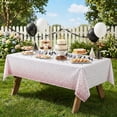 thumbnail image 5 of Plastic Table Cloth Disposable 12 Pack, 54 x 108 Inch, White, Pink Dot, for Party Picnic Wedding, 5 of 6
