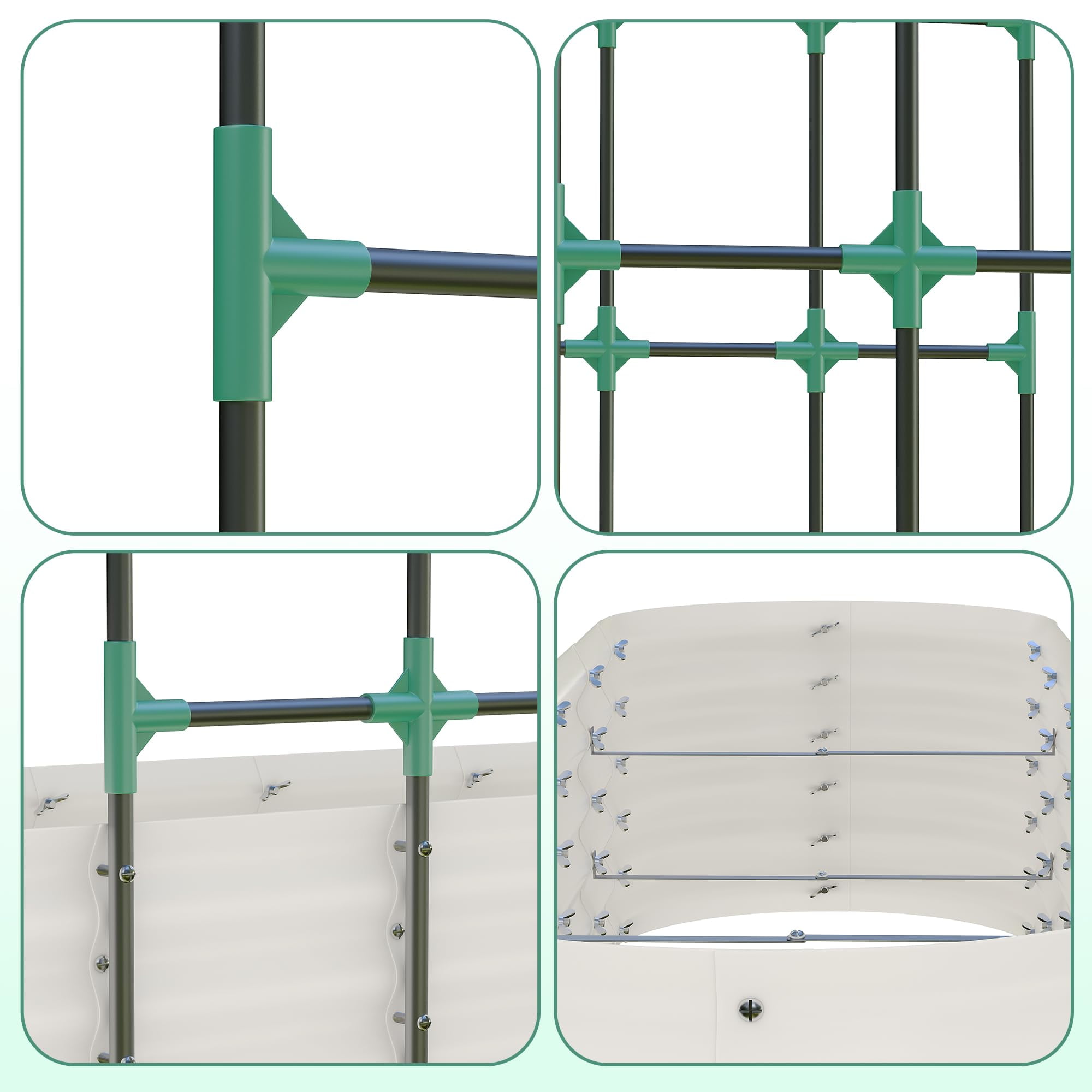 Riedhoff Vertical Gardening Arch Kit with 95" H Tall Metal Raised Beds for Vines,Flowers,Beige
