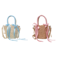 thumbnail image 1 of Bolsos Tejidos para Mujer Bolso Mano Tejido Paja Con Lazo en La Playa (Beige) Azul, 1 of 6