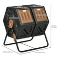 thumbnail image 3 of Outsunny 34.5 Gallon Composter, Dual Chamber Compost Bin, Brown, 3 of 10