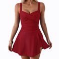 thumbnail image 1 of SKQIT Sweetheart Neck Ruched Swim Dress, Tummy Control One Piece Swimsuit with Adjustable Straps, 1 of 6