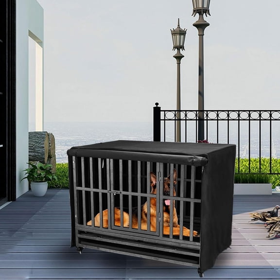 48 Inch Heavy Duty Dog Crate Cover โ 600D Oxford Fabric, Waterproof & Sunshade Kennel Cover with Breathable Window, Reduces Noise & Anxiety, Fits Wire Crates (Cover Only)