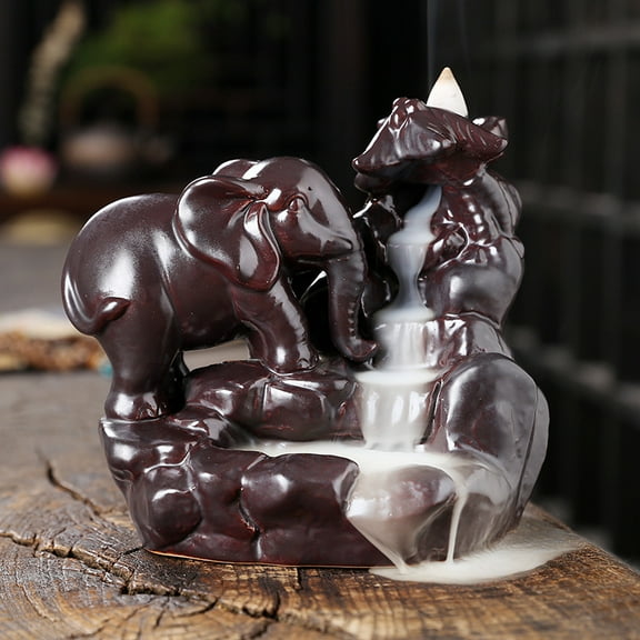 Creative Elephant Backflow Waterfall Incense Burner Ceramic Aromatherapy Furnace Incense Burner European-Style Home Decoration