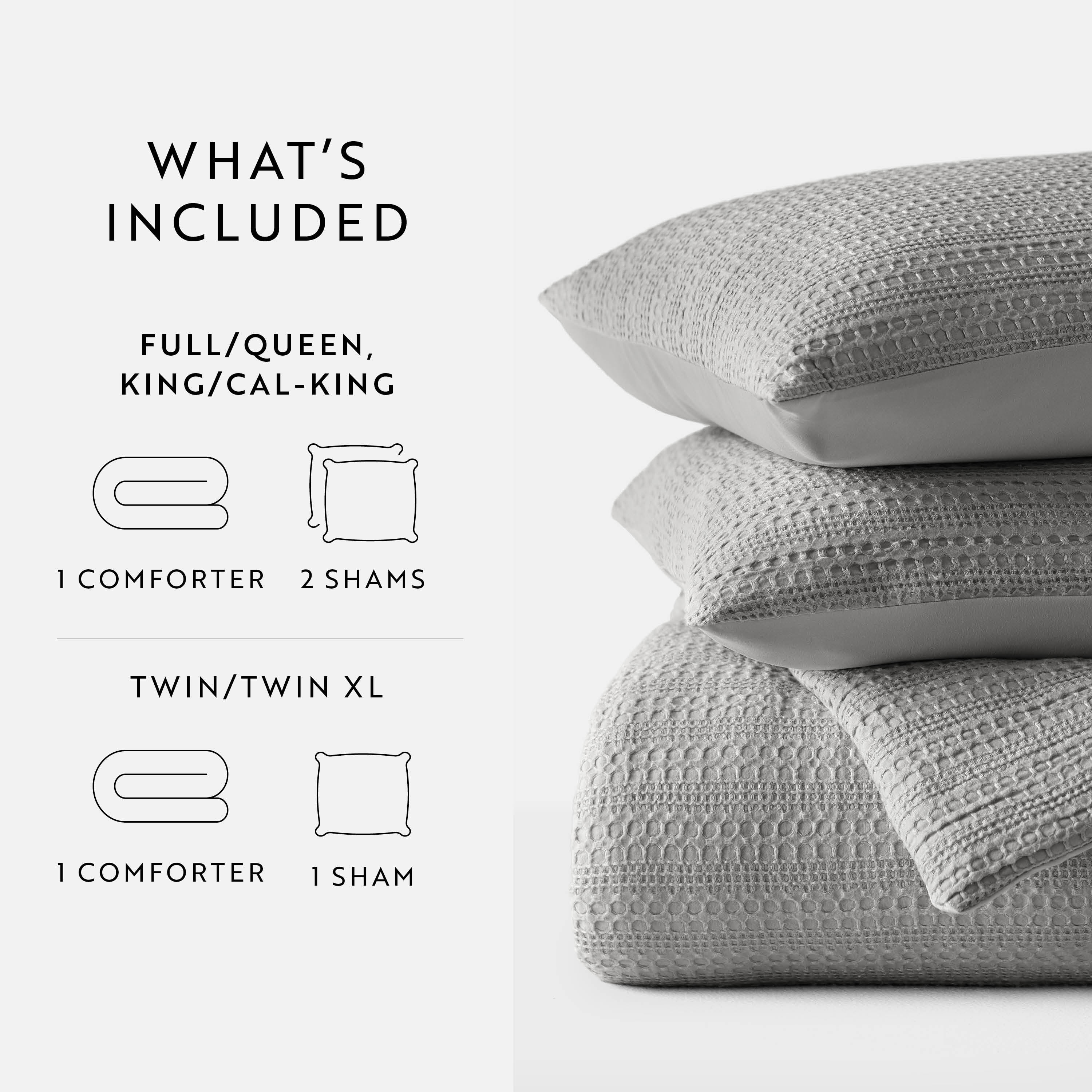 Textured Waffle Comforter Set in Fog Gray for Full/Queen Size Bedding by Comfort Canopy