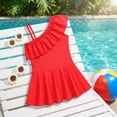 thumbnail image 4 of LNMQLPDBS Girls Swimsuit Summer Cute Ruffle Trim Sleeveless One Piece Swimsuit with Cut-Out Sides One Shoulder Hawaiian Bikini for Kids Trendy Beach Bathing Suits, 4 of 9