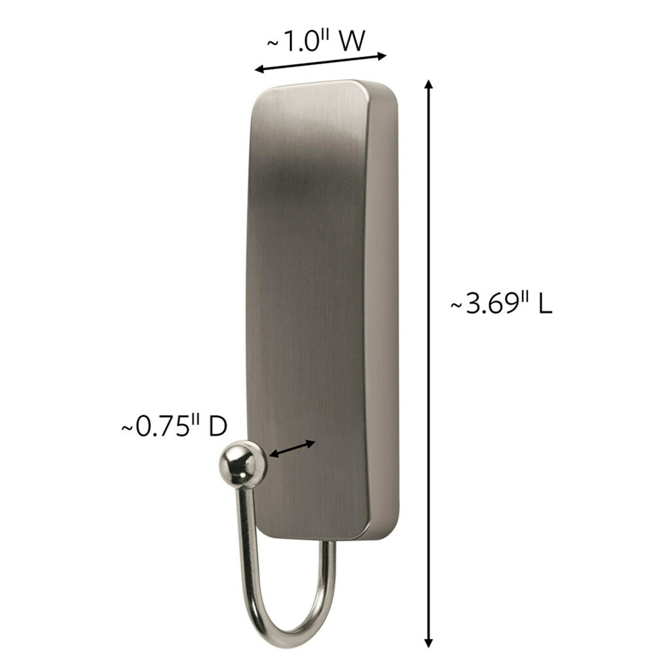 (2 pack) Command Medium Decorative Hooks, Matte Brushed Nickel, Damage Free Decorating, 1 Hook and 2 Strips
