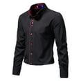 thumbnail image 4 of Fesfesfes Blouse Shirt for Men New Long-sleeved Solid Color Casual Lapel Button Button Light Business Shirt Under $10, 4 of 7