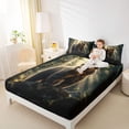 thumbnail image 4 of Homewish Safari Animal Bear Bed Sheets,Tropical Botanical Plant King Sheets,Brown Green Black Sheet Set For Boys Kids,Breathable Home Decor,4pcs, 4 of 7
