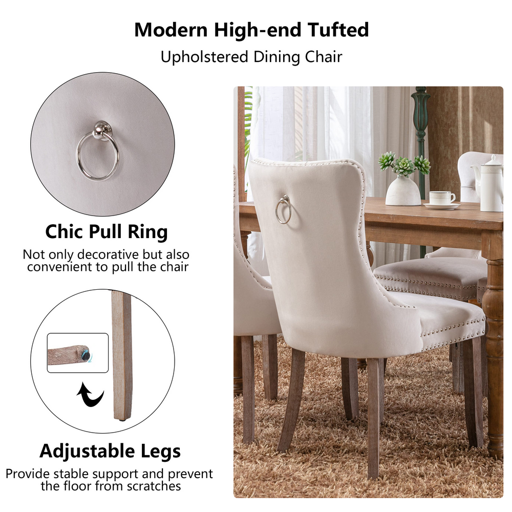 thumbnail image 5 of Bocarali Modern Upholstered Dining Chairs Set of 2, Velvet Kitchen Dining Room Chairs with Nailhead Trim for for Living Room, Bedroom, 5 of 6