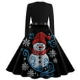 thumbnail image 3 of Christmas Dresses for Women Women's Casual Fashion Print Long Sleeve Dress Cutout Party Casual Round Neck Dress for Christmas Celebration,Black,L, 3 of 4