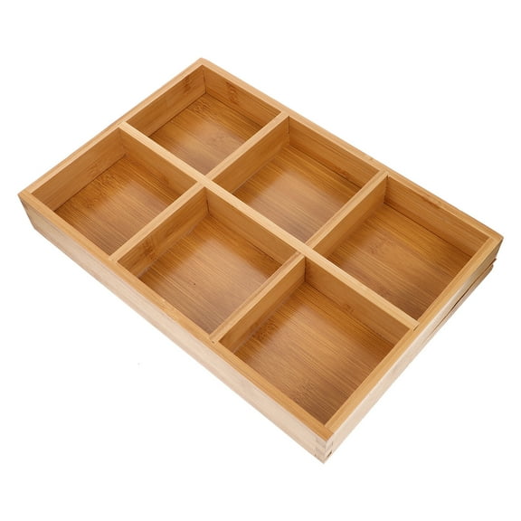 Airtight Snack Six Grid Bamboo Plate Khaki Tray Household Fruit Container