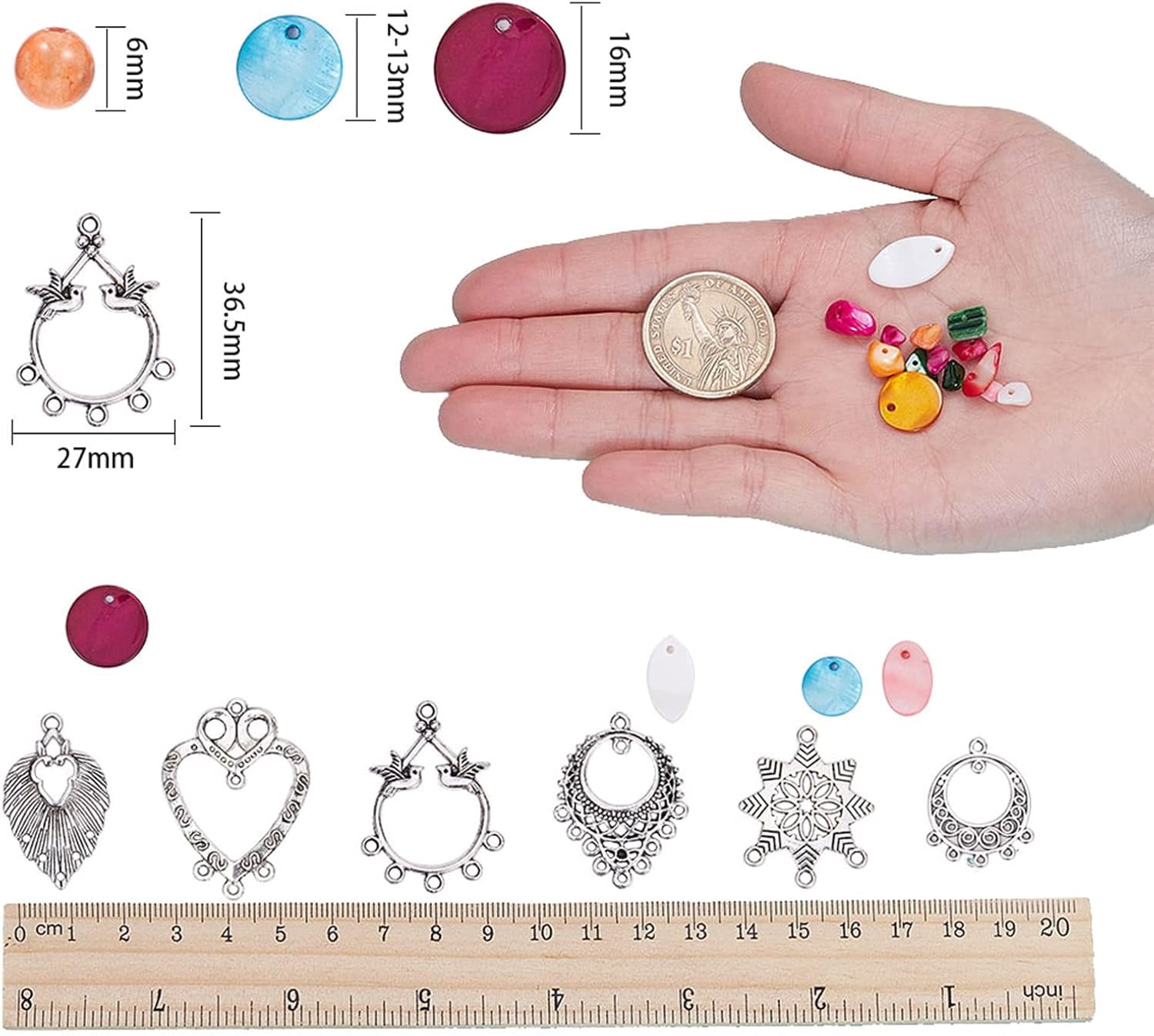 DIY Earring Making with Freshwater Shell Pendants Alloy Chandelier Components Links Natural & Synthetic Gemstone Beads and Brass Earring Hooks Mixed Color 4.6mm