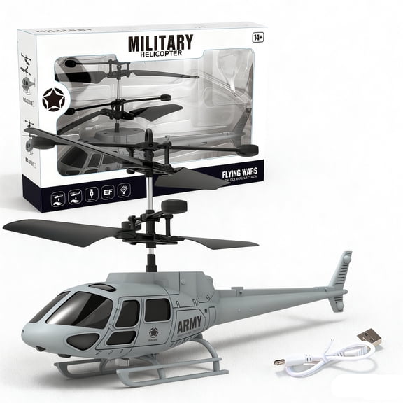 RC Remote Control Military Helicopter Rechargeable Drop Resistant Suspension Induction Flying Toy For Adult Indoor Outdoor Hobby