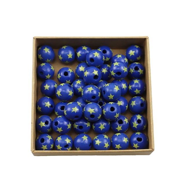 Inteprter 100 piezas de cuentas de para manualidades, bolas redondas de Material liso con agujeros, Kit de cuentas sueltas de Navidad Kits de decoración para fiestas