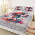 thumbnail image 3 of Feelyou Red Robot Teens Twin Sheet Sets, Splatter Watercolor Bedding, 3pcs, 3 of 7