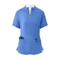 thumbnail image 4 of Minjewel Women's Half Zip High Neck Short Sleeve Scrubs for Women Set with Pockets, Modern & Comfortable Scrub Set for Medical Staff,Light Blue 2XL, 4 of 8