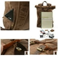 thumbnail image 2 of ISMART Waterproof Travel Backpack Anti-Theft Laptop Hiking Bag - Full-Grain Cowhide  Leather & Waxed Canvas Backpack, 2 of 3
