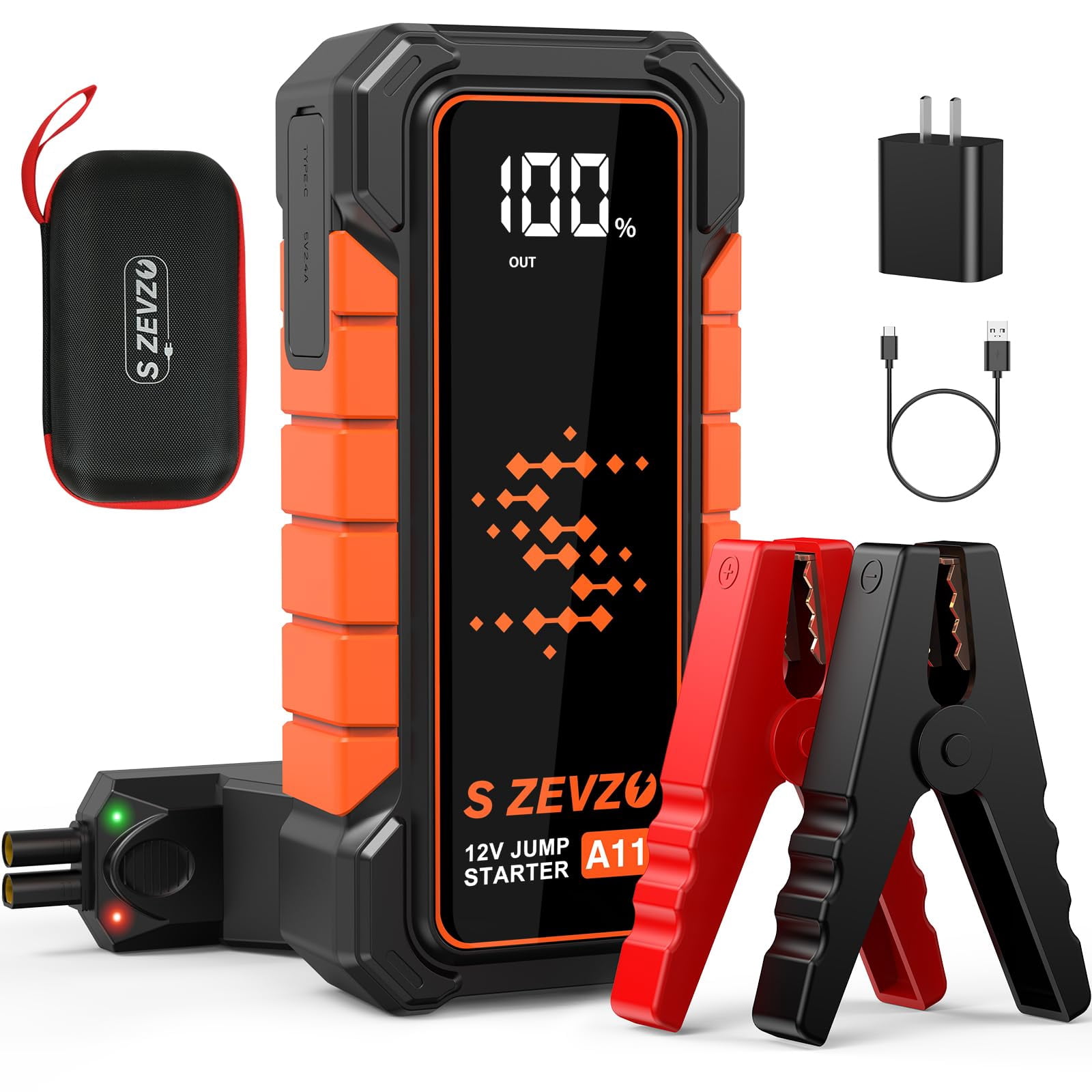 S ZEVZO A11 Jump Starter, Upgraded 5000A Car Battery Jumper Starter Portable (10.0L Gas & 7.0L Diesel Engines) with Booster 12V L