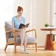 thumbnail image 2 of HOMCOM Fabric Accent Chair Velvet Armchair w/ Wood Legs Thick Padding Grey, 2 of 10