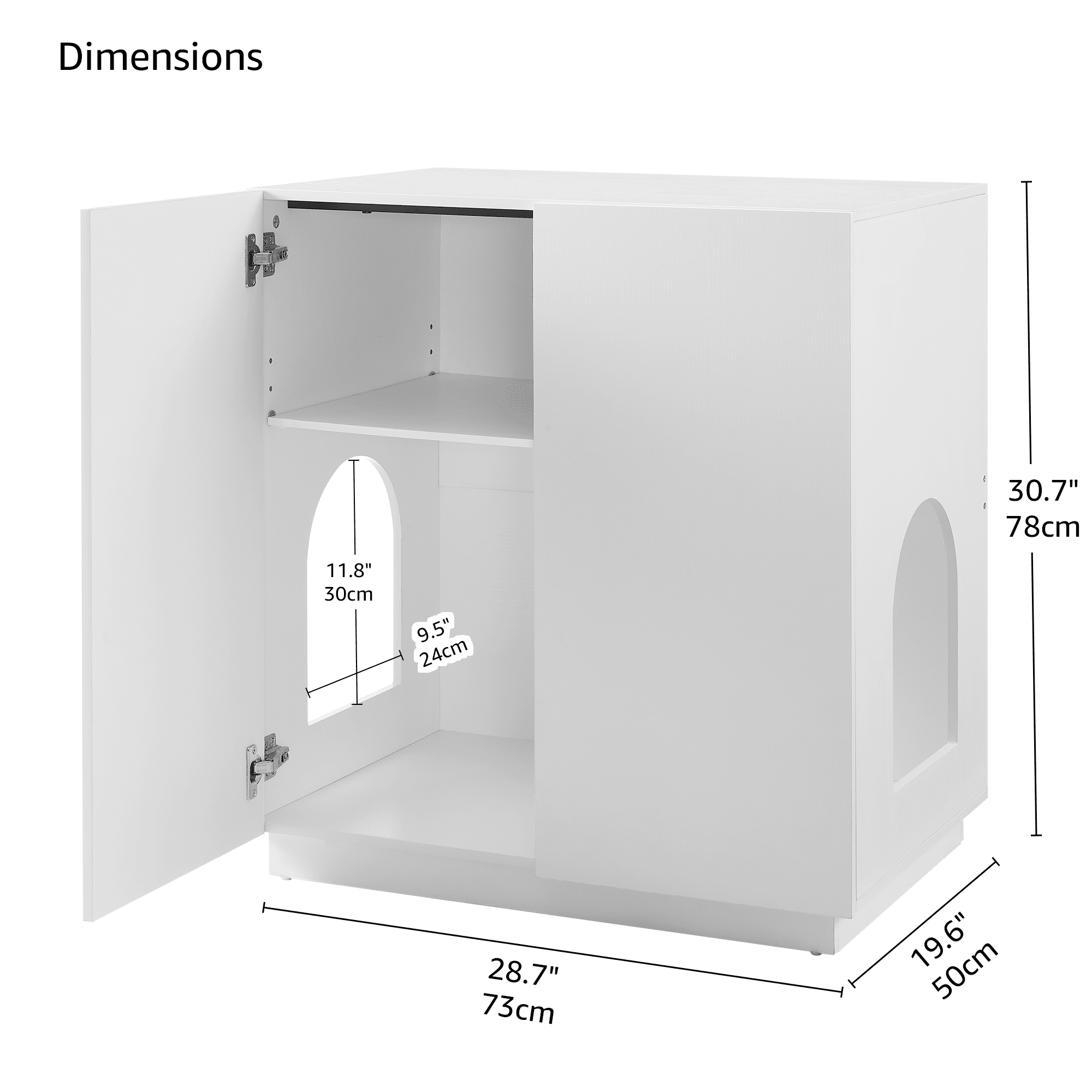 unipaws Tall Cat Litter Box Enclosure with Shelves, Hidden Litter Box Cover for Tall or Top Entry Litter Box