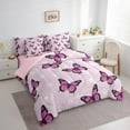 thumbnail image 3 of Manfei Romantic Butterfly Bedding Comforter Set 7-Piece, Retro Flower Floral King Bedding Sets, Teen Kid Child Adult Reversible Bed Sheets, Luxury Bedroom Decor, 3 of 7