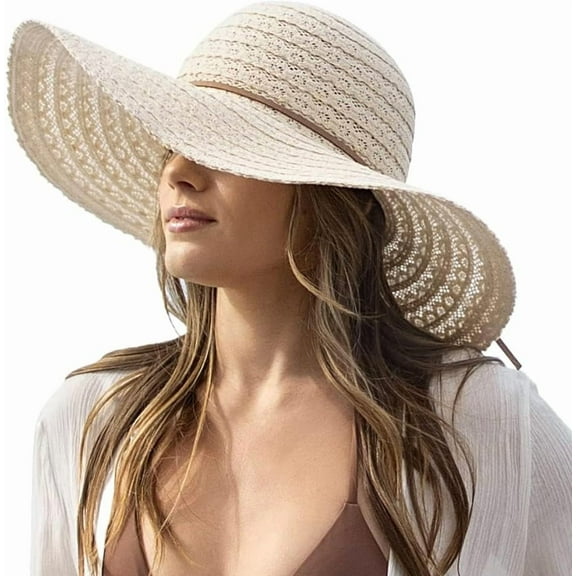 Sun Beach Hats Women, Floppy Summer Hats with Wide Brim, Packable Sunhat for Women Foldable