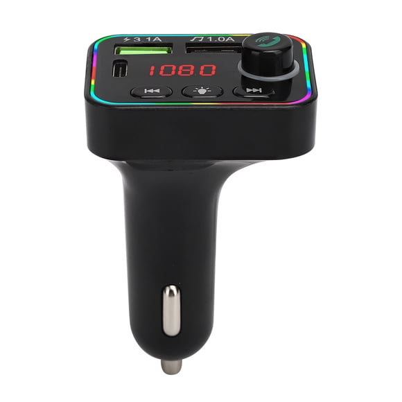 F4 Bluetooth Transmisor FM Coche multiusos Reproductor de MP3 Cargador de coche con luz LED colorida