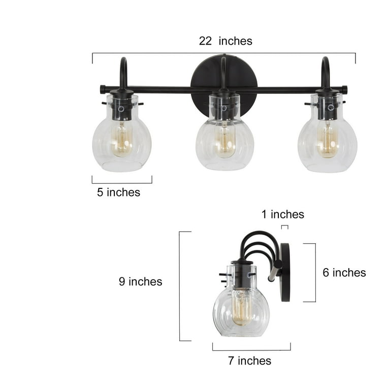 Set of 3 Traditional 6, 7, and 9 inch Glass and Metal Clear