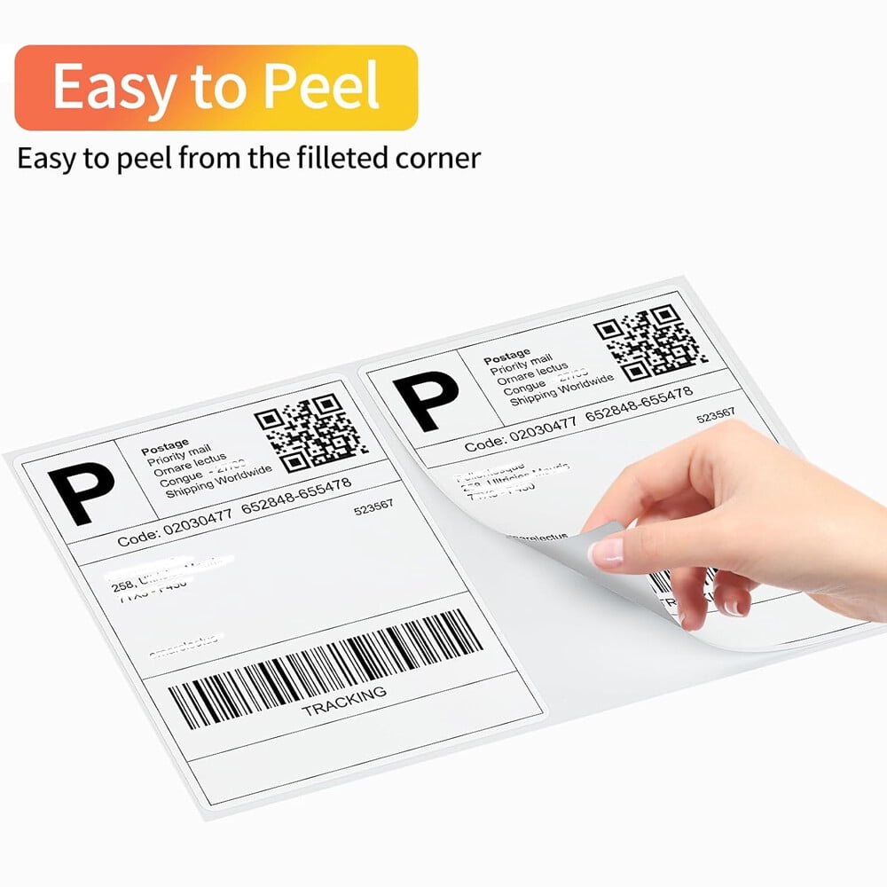 MPRT 500 Half Sheet Label Self Adhesive Shipping Labels, 8.5" x 5.5" Round Corner Mailing Address Blank Labels for Laser & Inkjet Printers (Total 500 Labels = 250 Sheets)