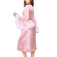 thumbnail image 3 of hirigin Women Nightwear Bathrobe Solid Mesh Sheer Flared Long Sleeve Robe Pajama with Feather Cuffs Nightgown Sleepwear, 3 of 4