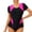 Pink, variant on Women's Color Block One Piece Swimsuit, Sexy Backless Sleeveless Monokini with Removable Bra Pads, Bathing Suit for Women,Yellow 3XL